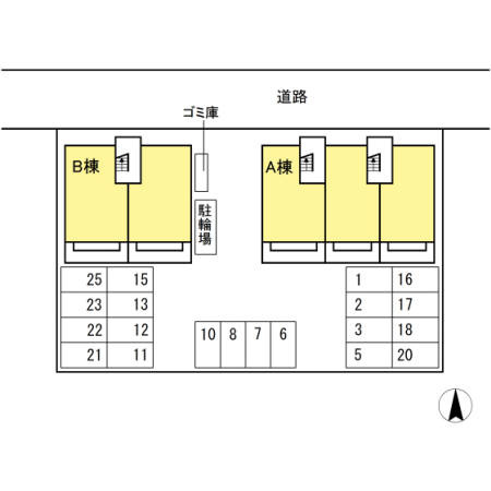 セジュール伏石 A棟の区画図