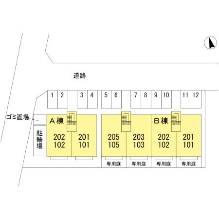 シートピア屋島 B棟の区画図
