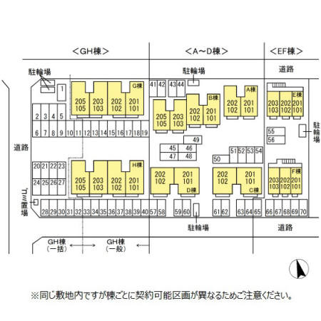 シャインポート屋島 E棟の区画図