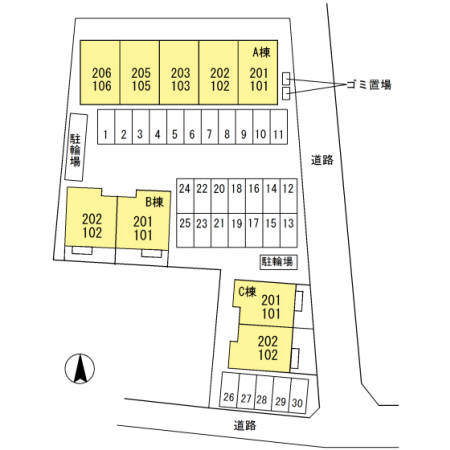 セジュール雅 A棟の区画図