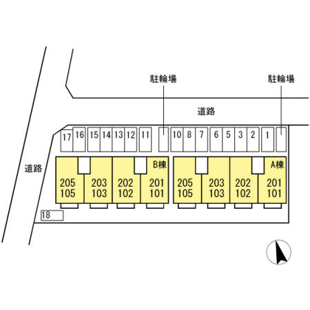 屋島ハイツ Ａ棟の区画図
