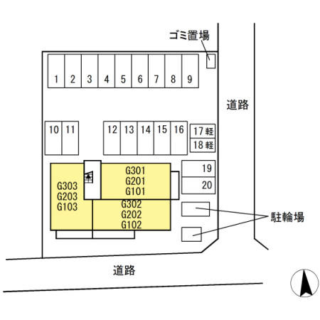 ユニヴェール G棟の区画図