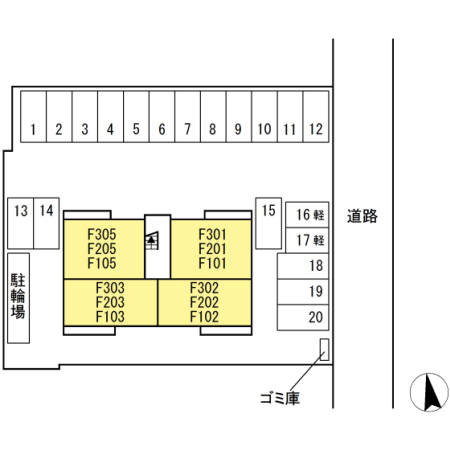 ユニヴェール F棟の区画図