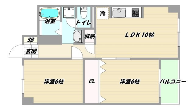 大阪市淀川区木川東４丁目の賃貸マンションの間取り