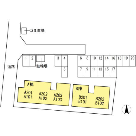 ドミール屋島 B棟の区画図