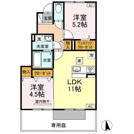 グランツ上薬王寺 B棟の間取り
