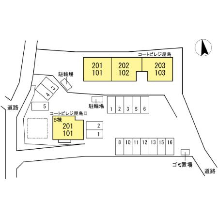 コートビレジ屋島Ⅱ B棟の区画図