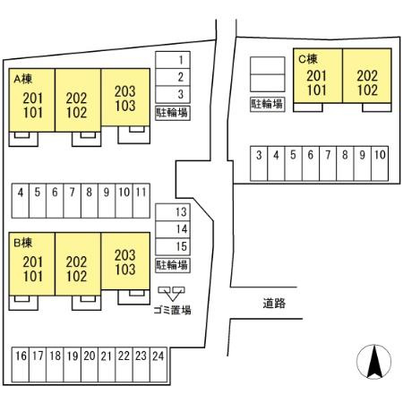 サンライズヤマダ A棟の区画図