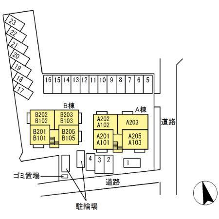 スカイブルー B棟の区画図