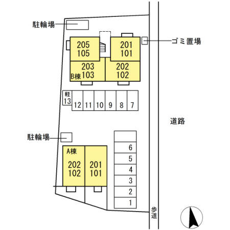 フェリーチェ空港通り B棟の区画図