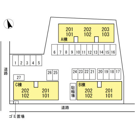 ファミール河野 B棟の区画図