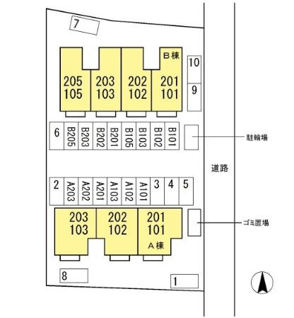 フリータウン香東 A棟の区画図