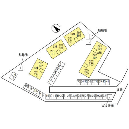 フォレストⅡ B棟の区画図