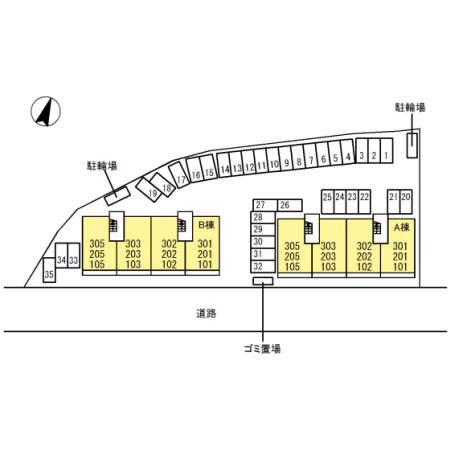 マインパレスⅡ B棟の区画図