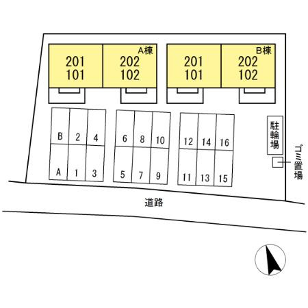 ルミエール太田 B棟の区画図