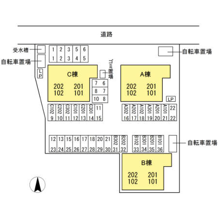 フィネス幸田 B棟の区画図