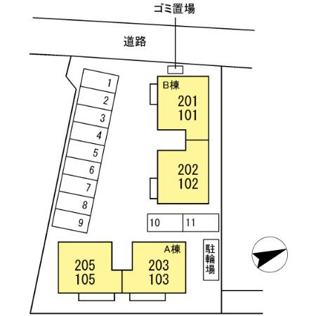 ビオトープ勝賀 A棟の区画図