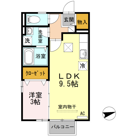 リビングタウン伏石 B棟の間取り