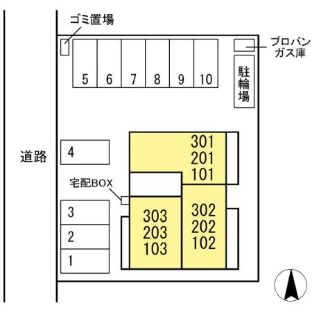 Ｄ－ＲＯＯＭ春日Ｃの区画図