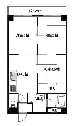 【間取り】 | 西京極ハイツ | 専有面積49.5㎡