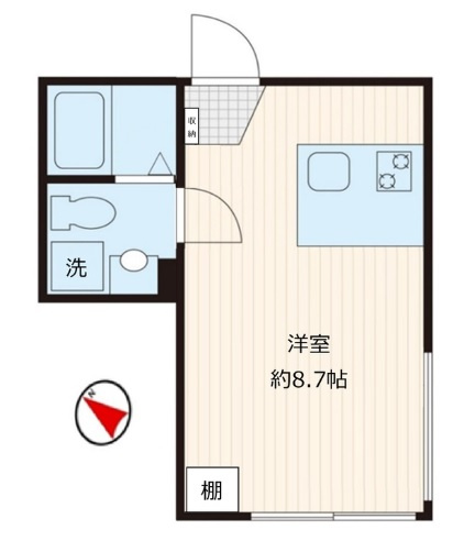 trias731の間取り|南東角部屋カウンターキッチンの1Rバストイレ別独立洗面台！