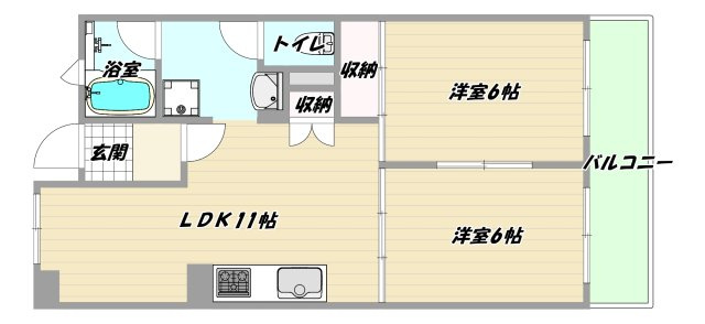 大阪市東淀川区下新庄４丁目の賃貸マンションの間取り