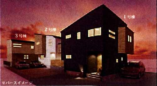 茅ヶ崎市東海岸南6丁目　新築戸建全3棟　1号棟の外観パース