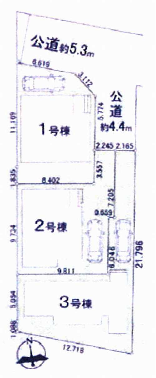 茅ヶ崎市東海岸南6丁目　新築戸建全3棟　1号棟の区画図