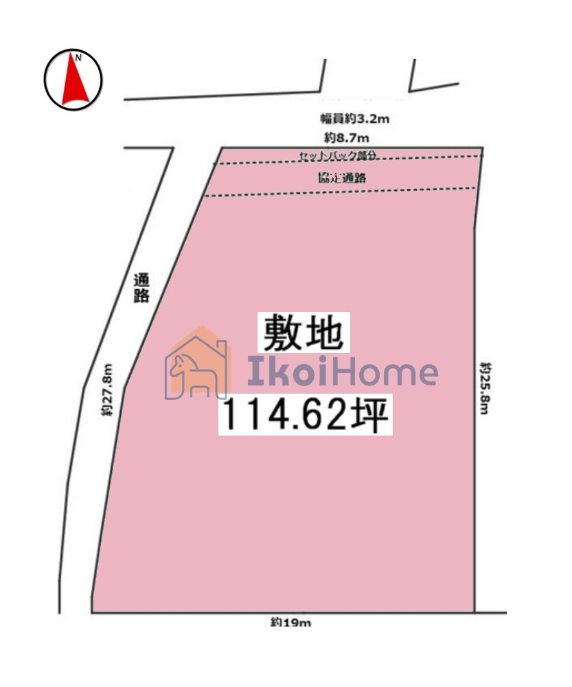 明石市大蔵町　土地の土地図|●年中無休：当日予約可●敷地約114.62坪の建築条件なし！分筆売りも可能です！