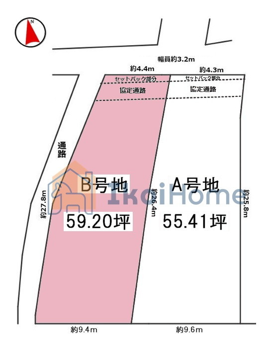 明石市大蔵町全２区画B号地　土地の土地図|●年中無休：当日予約可●敷地約59.20坪の建築条件なし！分筆売りも可能です！
