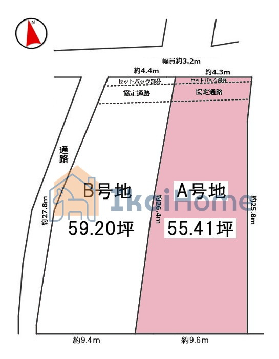 明石市大蔵町全２区画A号地　土地の土地図|●年中無休：当日予約可●敷地約55.41坪の建築条件なし！分筆売りも可能です！