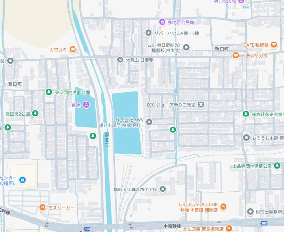 橿原市新口町　第1期　新築一戸建ての地図