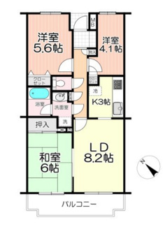 【間取り】 | ステイツ新所沢 | 3LDK／専有面積:61.07ｍ2／バルコニー面積:7.81ｍ2