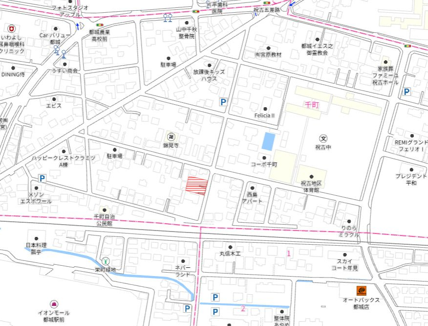 都城市千町の売地の土地図