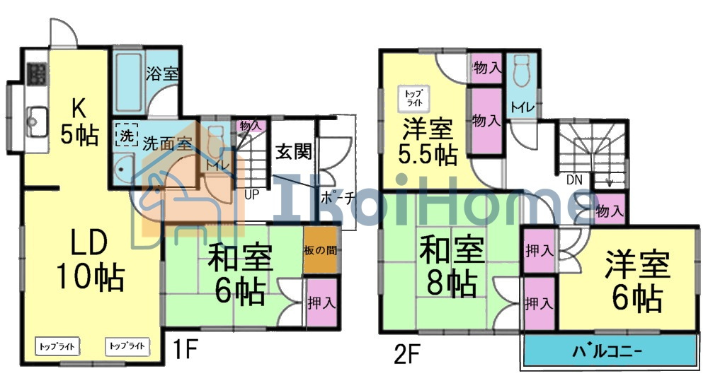 明石市魚住町西岡　中古戸建の間取り|●年中無休：当日予約可●1階LDK15帖、1階と2階に和室がございます！南向きで明るいです！