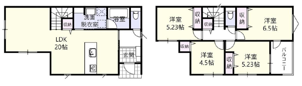 ●29(土)30(日)現地説明会！　奈良市富雄元町　第2期　新築一戸建ての間取り