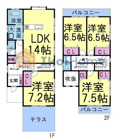 明石市松が丘１丁目　中古戸建の間取り|【ホームページに現地動画掲載中】●年中無休：当日予約可●両面バルコニーで通風採光良好！テラスあり！