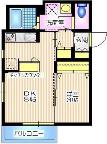 フォレスト豊岡の間取り|キッチンカウンターがおしゃれな２９平米１ＤＫ