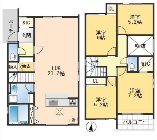 豊中市待兼山町　新築戸建の間取り