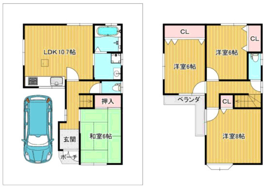 尼崎市東難波町　中古戸建の間取り