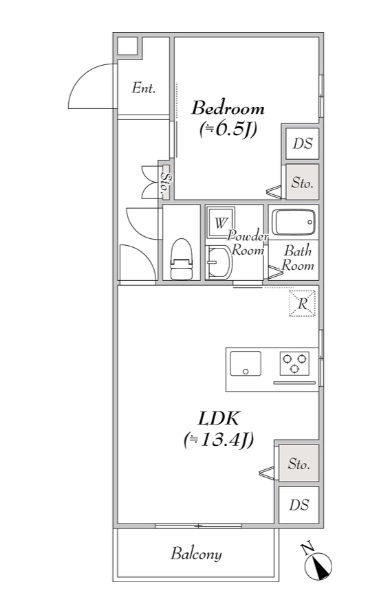 ルミークアン蒲田の間取り|南西向き明るく広めの1LDK