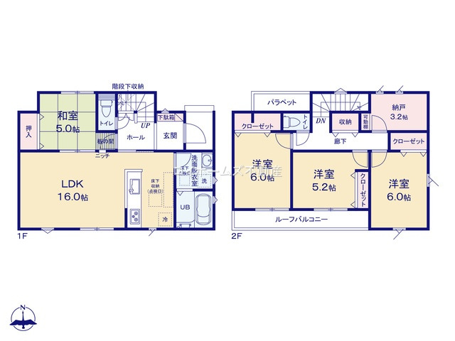 【間取り】 | 津島市神尾町字西之割112『仲介料無料』新築戸建て | 2号棟