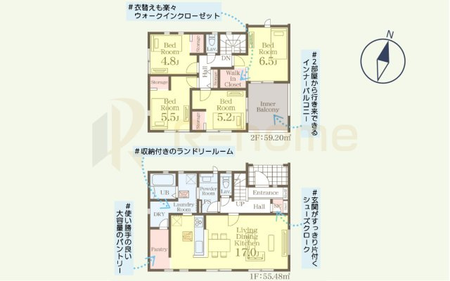 常陸大宮市石沢第3　新築戸建て　3号棟の間取り|4LDK＋WIC＋パントリー＋SIC、土地面積222.86ｍ2、建物面積114.68m2