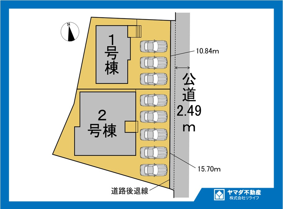 リーブルガーデン　一宮市木曽川町玉ノ井　全2区画分譲の区画図|■区画図
■YAMADA電機の　ヤマダ不動産　株式会社リライフ　
いつでもお問合わせ下さい。