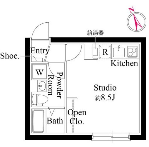 CASA PIAZZA新蒲田の間取り|南向き洋室8.5帖の1Rバストイレ別独立洗面台！