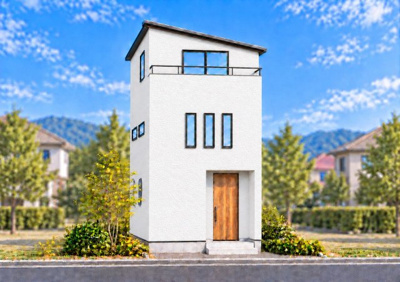 【外観パース】 | 大桝町、新築戸建て | 【外観パース】参考間取りプランで建築した場合のイメージパースです♪
※実際とは異なる場合がございます。