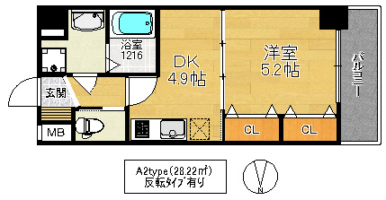 大阪市鶴見区鶴見５丁目の賃貸マンションの間取り