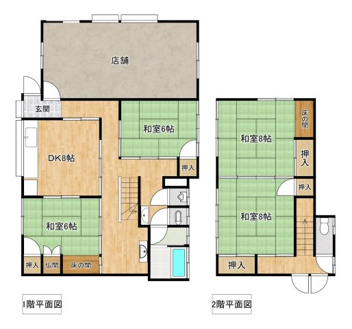 安芸高田市向原町坂字向井原山　中古住宅の間取り