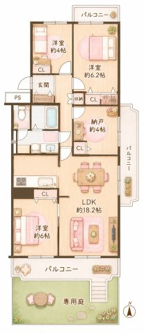 オリーブハイツ枚方長尾五号棟の間取り|間取り図はいかがですか？ご希望を叶える間取りですか？リビングの広さは？水回りの位置は？カウンターキッチン？など色々な情報が集約されています。弊社ではリフォームなどのご相談も承っております。