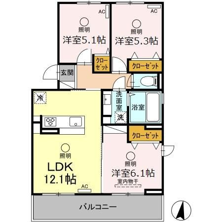 Lavie  belle(ラヴィ ベール)　A棟の間取り